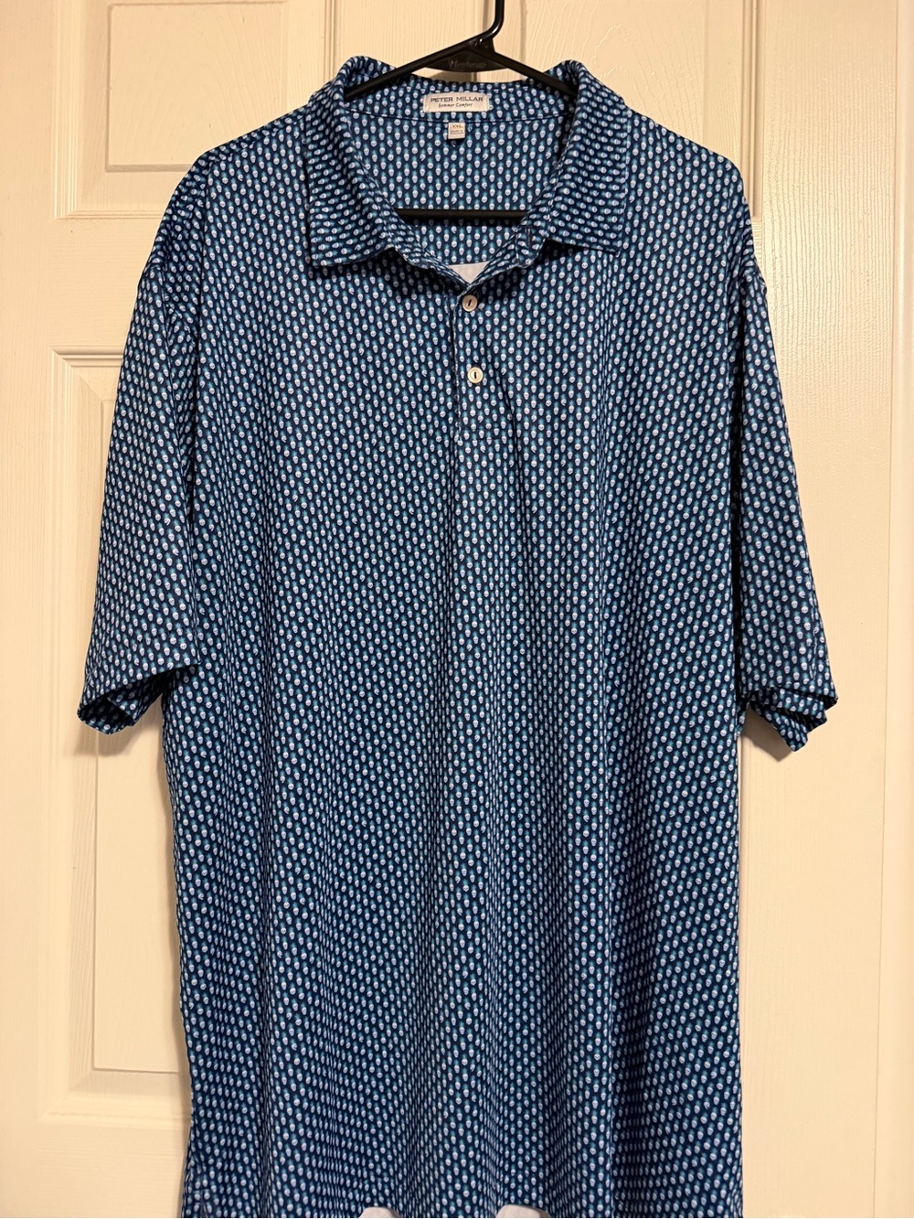 Peter Millar Blue Micro-Dot Short Sleeve Polo